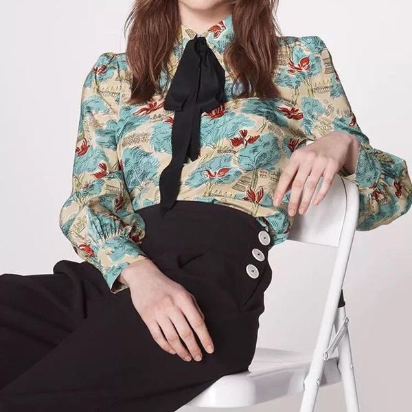 women's blouses & shirts 100% silk women long sleeve shirt printed casual autumn ribbonlace-up blouse with buttons, White
women's blouses & shirts 100% silk women long sleeve shirt printed casual autumn ribbonlace-up blouse with buttons, White