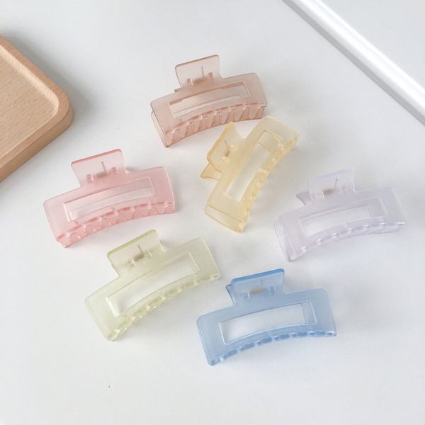 

korean transparent square mist clamps hollow out candy color ponytail hairpins girls women wash scrunchies resin hair clips jewelry accessor, Slivery;golden