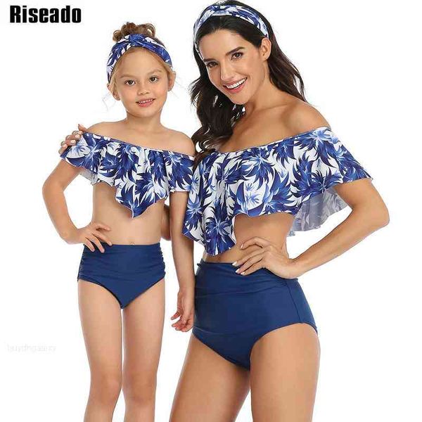 high waisted swimsuit mother and daughter leaf print bikini riseado set 2021 new biquini ruffled bathing suit family swimwear, White;black
high waisted swimsuit mother and daughter leaf print bikini riseado set 2021 new biquini ruffled bathing suit family swimwear, White;black