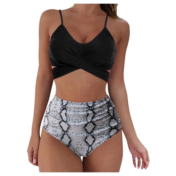 women's swimwear 2021 swimsuit women soild print bikini set push up bathing high waist split, White;black
women's swimwear 2021 swimsuit women soild print bikini set push up bathing high waist split, White;black