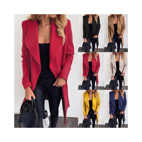women's wool & blends women winter lace up lapel plain pockets long sleeves jackets woolen coat, Black
women's wool & blends women winter lace up lapel plain pockets long sleeves jackets woolen coat, Black