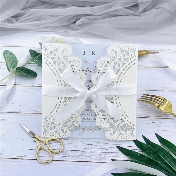 greeting cards ivory laser cut wedding invitation elegant shiny invite with envelopes and ribbon
greeting cards ivory laser cut wedding invitation elegant shiny invite with envelopes and ribbon