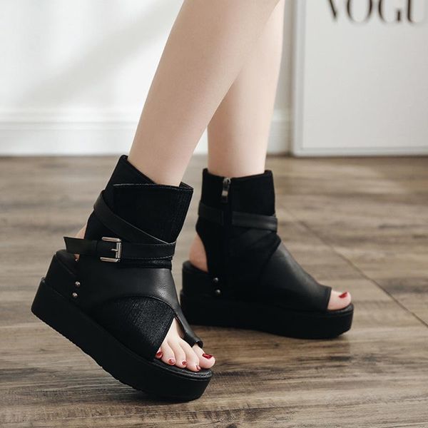 sandals women's high-mesh cross zipper open toe platform flat casual shoes high heels retro, Black
sandals women's high-mesh cross zipper open toe platform flat casual shoes high heels retro, Black