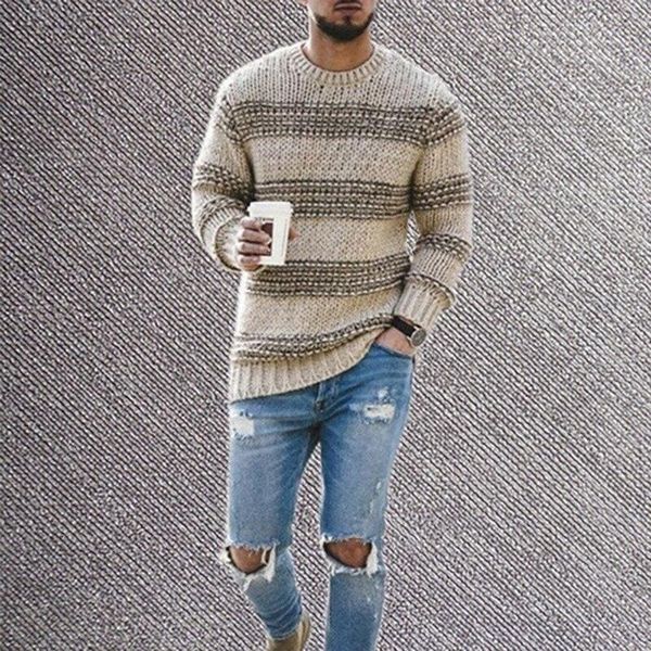 Men's Sweaters Knitting Sweater Mens Autumn Leisure Casual Patchwork Color Stripes Pullovers Male Winter Warm Clothes SMIA, White;black
Men's Sweaters Knitting Sweater Mens Autumn Leisure Casual Patchwork Color Stripes Pullovers Male Winter Warm Clothes SMIA, White;black