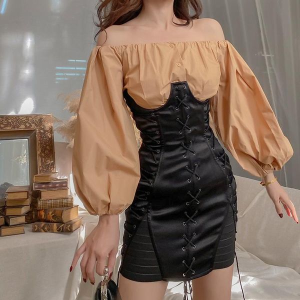 women's blouses & shirts 2021 autumn winter fashion blouse women french style vintage khaki off the shoulder puff sleeves button up, White
women's blouses & shirts 2021 autumn winter fashion blouse women french style vintage khaki off the shoulder puff sleeves button up, White