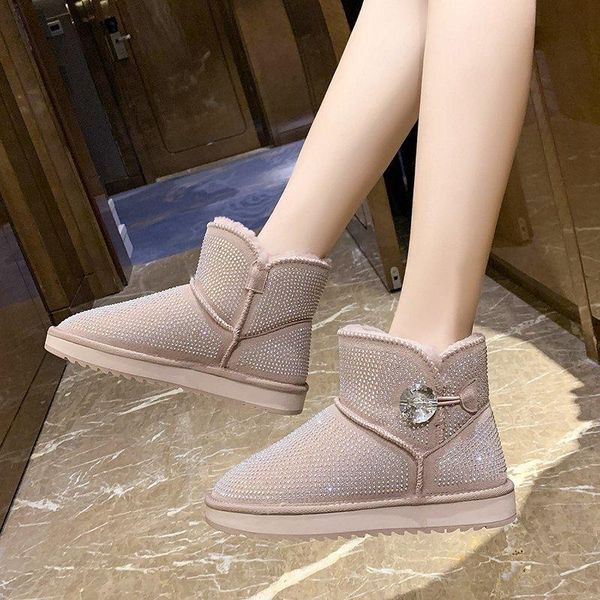 boots 2021 women's winter snow rhinestone decorate female student middle tube flat thick warm cotton shoes, Black
boots 2021 women's winter snow rhinestone decorate female student middle tube flat thick warm cotton shoes, Black