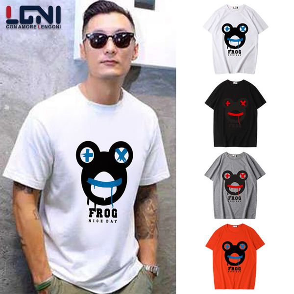 guochao ins spring and summer fashion brand t-shirt men's graffiti printing trend short sve t-shirt, White;black 
guochao ins spring and summer fashion brand t-shirt men's graffiti printing trend short sve t-shirt, White;black