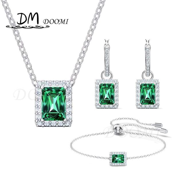 chains fashion jewelry swa exquisite retro style charming green crystal pendant women's necklace romantic gift set, Silver
chains fashion jewelry swa exquisite retro style charming green crystal pendant women's necklace romantic gift set, Silver