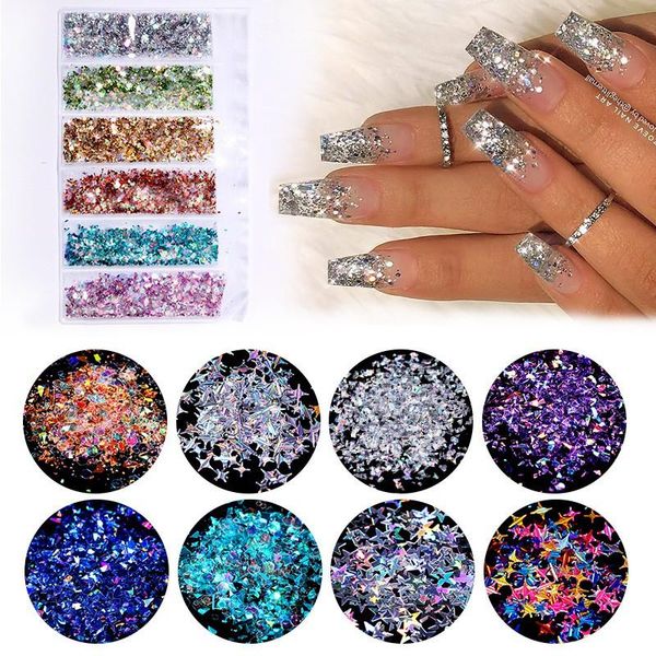 nail glitter 6 grid/bag mixed powder sequins colorful flakes sticker 3d diy sliders dust for art decorations, Silver;gold
nail glitter 6 grid/bag mixed powder sequins colorful flakes sticker 3d diy sliders dust for art decorations, Silver;gold