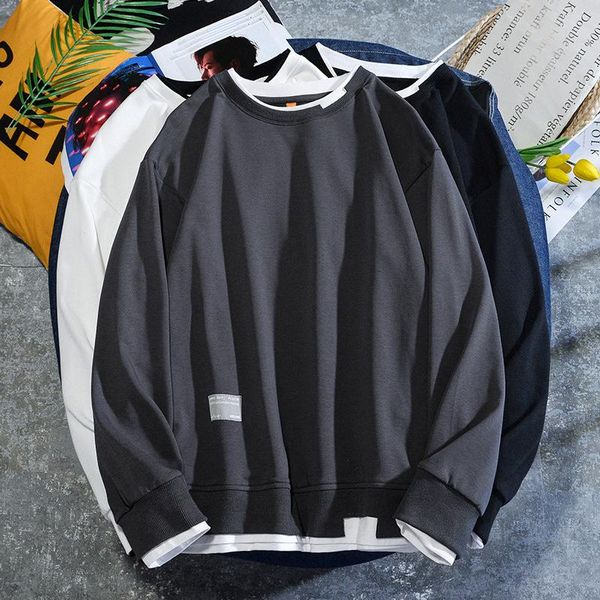 fake two-piece men solid color pullover long sleeve spring autumn thin round neck sweatshirt multi men's hoodies & sweatshirts, Black
fake two-piece men solid color pullover long sleeve spring autumn thin round neck sweatshirt multi men's hoodies & sweatshirts, Black