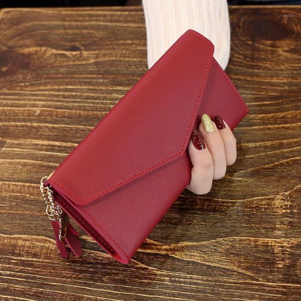 wallets brand leather women wallet design hasp solid color card bags long female purse 5 colors ladies billetera1, Red;black
wallets brand leather women wallet design hasp solid color card bags long female purse 5 colors ladies billetera1, Red;black
