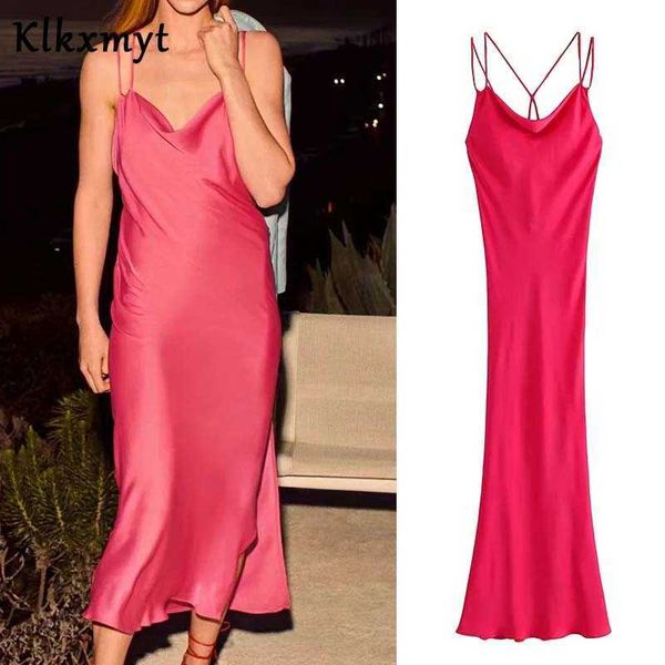 klkxmyt za summer dress women fashion satin smooth midi backless cross thin straps female party es vestidos 210527, Black;gray
klkxmyt za summer dress women fashion satin smooth midi backless cross thin straps female party es vestidos 210527, Black;gray