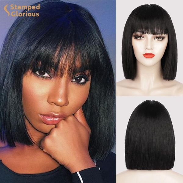 stamped glorious synthetic short straight wig with bangs for black women bob wigs shoulder length heat resistant hair
stamped glorious synthetic short straight wig with bangs for black women bob wigs shoulder length heat resistant hair
