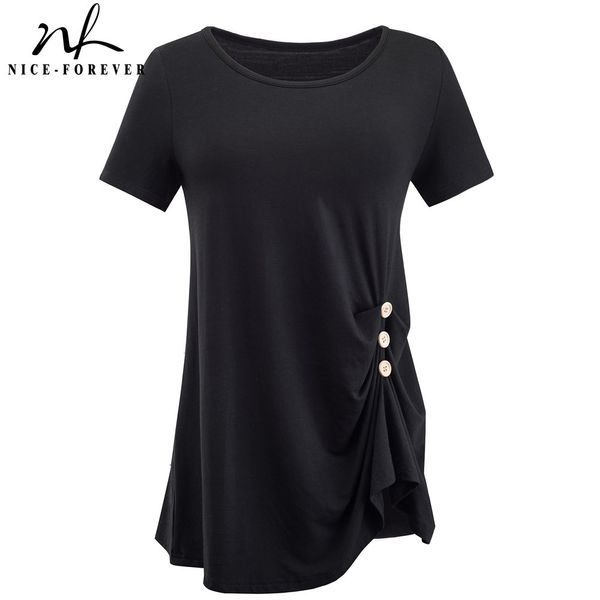 nice-forever summer women pure color with button casual t-shirts loose tees btyt036 210419, White
nice-forever summer women pure color with button casual t-shirts loose tees btyt036 210419, White