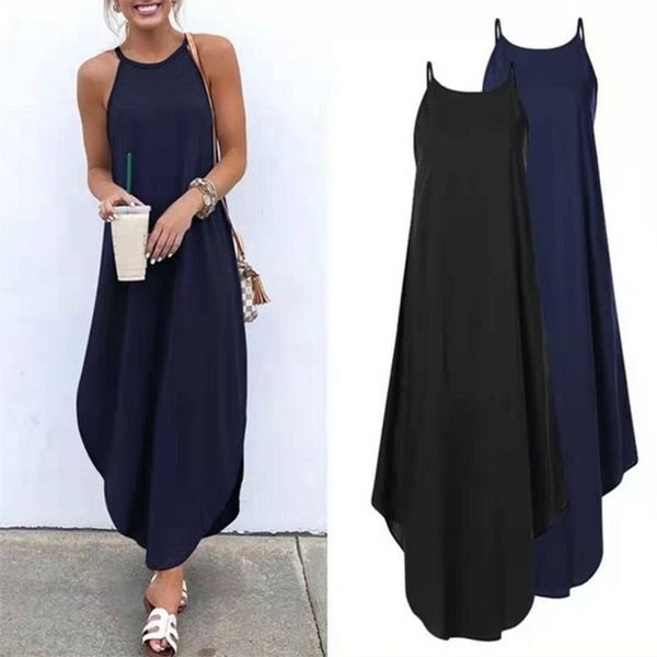 women dress summer casual sleeveless halter solid beach long round neck sling fashion clothes plus size 5xl 210623, Black;gray
women dress summer casual sleeveless halter solid beach long round neck sling fashion clothes plus size 5xl 210623, Black;gray