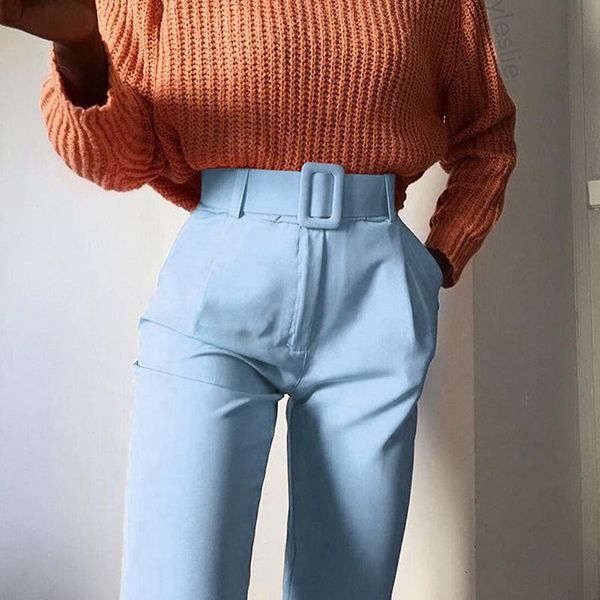 women's pants & capris 2021 fashion high waist femme black blue ninth trousers slim fit sweat pencil women belt streetwear casual worko, Black;white
women's pants & capris 2021 fashion high waist femme black blue ninth trousers slim fit sweat pencil women belt streetwear casual worko, Black;white