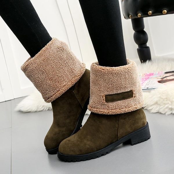winter flock mid-calf short plush snow boots women solid slip-on non-slip warm cow suede hoof heels platform booties, Black
winter flock mid-calf short plush snow boots women solid slip-on non-slip warm cow suede hoof heels platform booties, Black