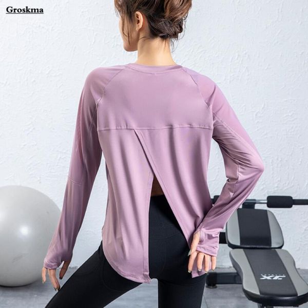 back split women yoga shirt long sleeve mesh patchwork clothing quick dry loose sports running smock fitness gym tees outfits, White;red
back split women yoga shirt long sleeve mesh patchwork clothing quick dry loose sports running smock fitness gym tees outfits, White;red