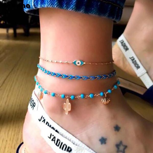 anklets beach bohemian blue weave rope eye shell cactus multi layer chain bracelet for women party foot jewelry 7076, Red;blue
anklets beach bohemian blue weave rope eye shell cactus multi layer chain bracelet for women party foot jewelry 7076, Red;blue