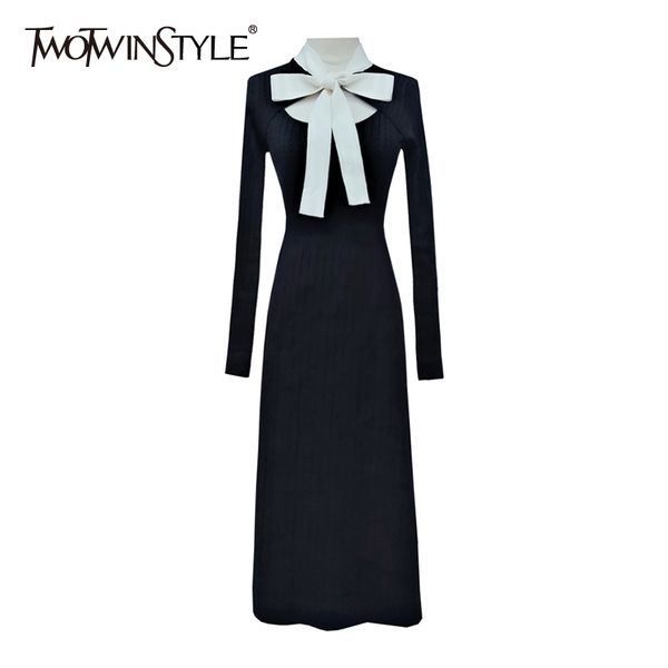 twotwinstyle slim black knitted dress for women o neck long sleeve high waist lace up bowknot elegant dresses female fashion 210517, Black;gray
twotwinstyle slim black knitted dress for women o neck long sleeve high waist lace up bowknot elegant dresses female fashion 210517, Black;gray
