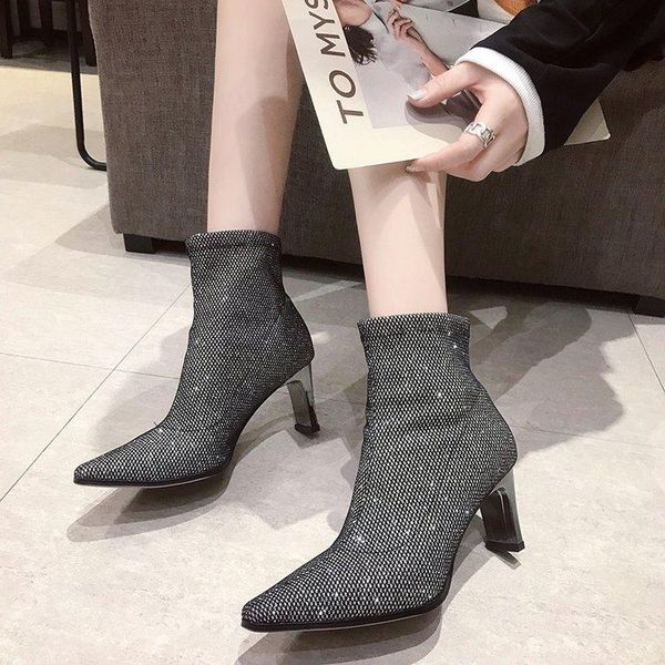 boots heels socks bling women stretch fabric elastic stilettos heel pointed toe ankle shoes woman boats, Black
boots heels socks bling women stretch fabric elastic stilettos heel pointed toe ankle shoes woman boats, Black