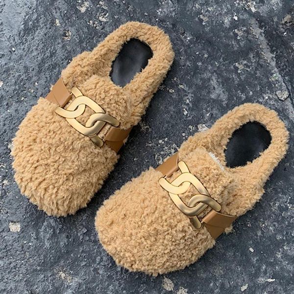 women slippers causal winter autumn fur mules fashion metal decoration flat outdor slides female woman furry flats shoes, Black
women slippers causal winter autumn fur mules fashion metal decoration flat outdor slides female woman furry flats shoes, Black