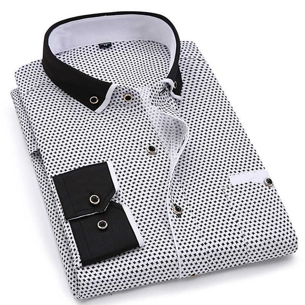 men's casual shirts fashion long sleeved printed male business men brand clothing comfortable blouse white shirt btet, White;black
men's casual shirts fashion long sleeved printed male business men brand clothing comfortable blouse white shirt btet, White;black