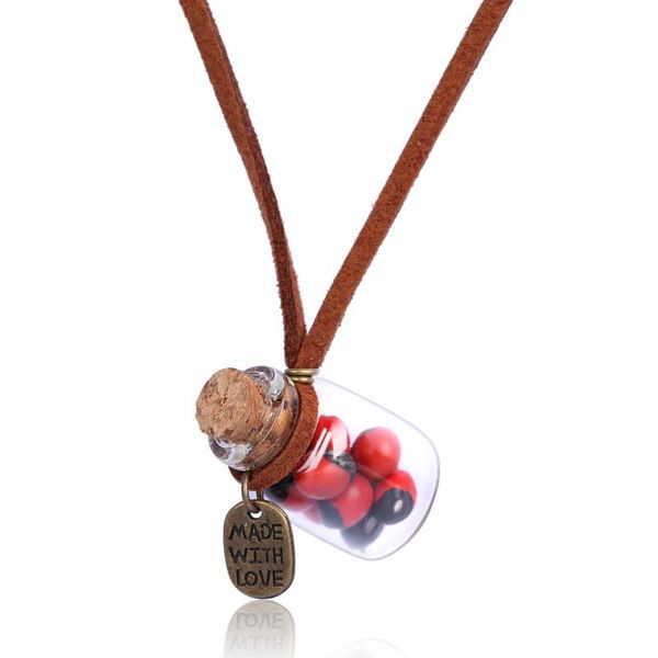 pendant necklaces red acacia beans pendants drifting glass bottles necklace made with love leather rope sweater chain wholesale accessories, Silver
pendant necklaces red acacia beans pendants drifting glass bottles necklace made with love leather rope sweater chain wholesale accessories, Silver