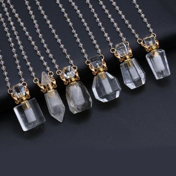 pendant necklaces natural white crystal perfume bottle necklace essential oil diffuser quartzs chain for jewerly gift, Silver
pendant necklaces natural white crystal perfume bottle necklace essential oil diffuser quartzs chain for jewerly gift, Silver