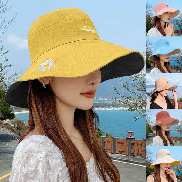 women summer sun protection hat fisherman cap reversible marguerite embroidery black yellow pink blue traveling beach wild hats outdoor, Black;white
women summer sun protection hat fisherman cap reversible marguerite embroidery black yellow pink blue traveling beach wild hats outdoor, Black;white