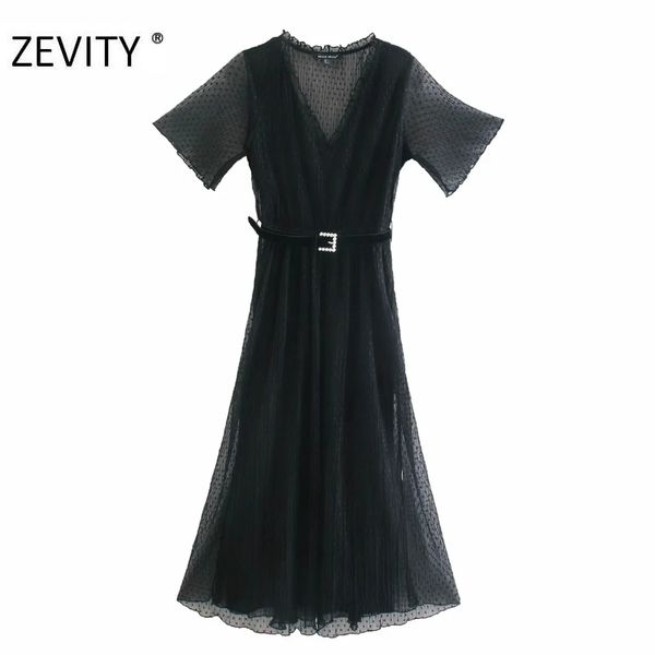 zevity women fashion v neck dots pattern sashes mesh dress office lady short sleeve ruffles vestido chic business dresses ds4412 210419, Black;gray
zevity women fashion v neck dots pattern sashes mesh dress office lady short sleeve ruffles vestido chic business dresses ds4412 210419, Black;gray