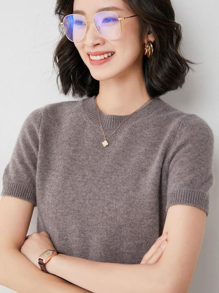women's sweaters spring and summer style japanese gentle wind round neck knitted bottoming shirt short-sleeved pullover thin 60109, White;black
women's sweaters spring and summer style japanese gentle wind round neck knitted bottoming shirt short-sleeved pullover thin 60109, White;black