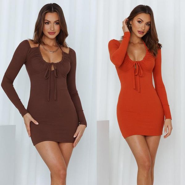 casual dresses women's knit dress long sleeve lace slim party mini 2021 autumn solid color halter women vestidos temperament, Black;gray
casual dresses women's knit dress long sleeve lace slim party mini 2021 autumn solid color halter women vestidos temperament, Black;gray