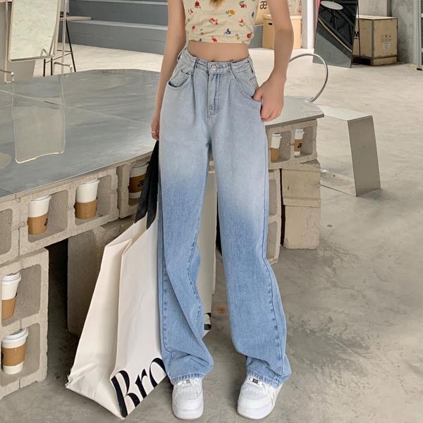 women's casual fashion straight leg jeans denim bottom harajuku long high waist baggy jeans pants 210515, Blue
women's casual fashion straight leg jeans denim bottom harajuku long high waist baggy jeans pants 210515, Blue