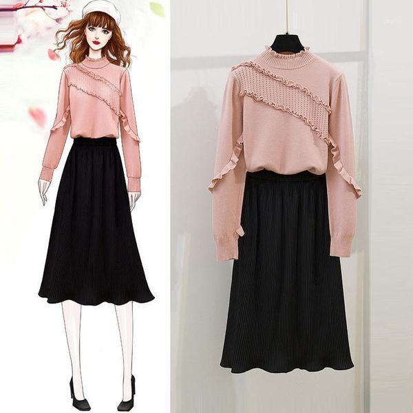 two piece dress women 220 autumn winter ruched long sleeve knitted pullover sweater with high waist pleated maxi skirt 2 pieces sets e1, White
two piece dress women 220 autumn winter ruched long sleeve knitted pullover sweater with high waist pleated maxi skirt 2 pieces sets e1, White