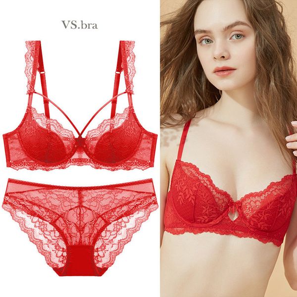 benmingnian red underwear women's thin style small breasts gathered together to receive the deputy breast large bra set, Red;black
benmingnian red underwear women's thin style small breasts gathered together to receive the deputy breast large bra set, Red;black
