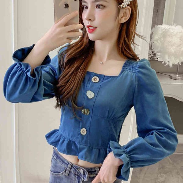 women's blouses & shirts shintimes autumn short blouse square collar womens and buttons flare sleeve pleated ruffles pul, White
women's blouses & shirts shintimes autumn short blouse square collar womens and buttons flare sleeve pleated ruffles pul, White