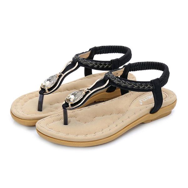 women's ladies crystal strap woven ankle toepost flat sandals roman shoes women outside, Black
women's ladies crystal strap woven ankle toepost flat sandals roman shoes women outside, Black