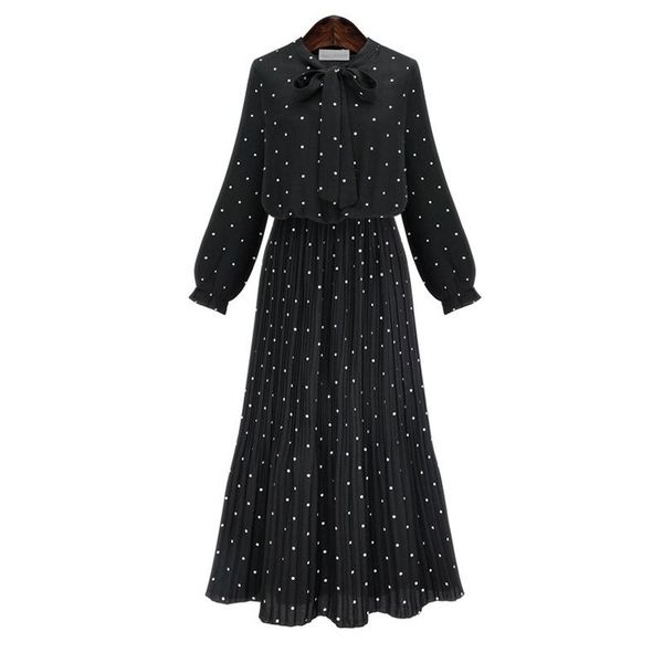 casual dresses spring round neck long sleeve solid black chiffon dot loose big size dress women fashion tide, Black;gray
casual dresses spring round neck long sleeve solid black chiffon dot loose big size dress women fashion tide, Black;gray