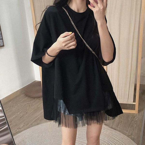 women's t-shirt plus size high waist patchwork women t shirt black white solid short sleeve tee summer korean fashion femme y680
women's t-shirt plus size high waist patchwork women t shirt black white solid short sleeve tee summer korean fashion femme y680