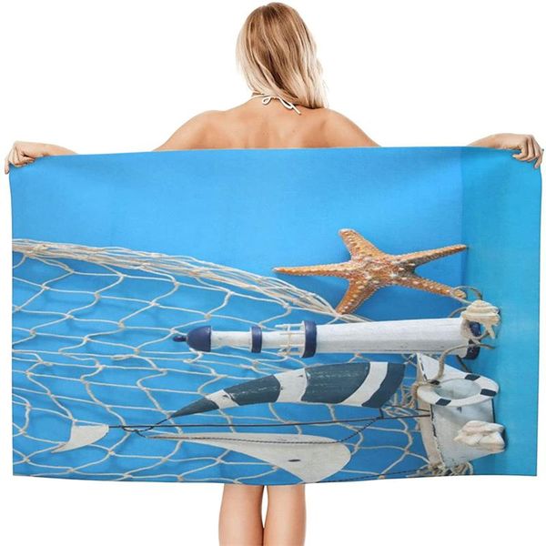 towel lighthouse starfish seashells fishnet over blue wooden beach bath lightweight quick dry super absorbentb soft microfiber
towel lighthouse starfish seashells fishnet over blue wooden beach bath lightweight quick dry super absorbentb soft microfiber