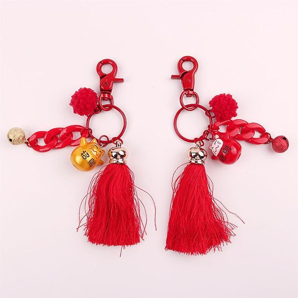 keychains fashion chinese style tassel bell keychain lucky cat keyrings for women bag pendant decoration, Silver
keychains fashion chinese style tassel bell keychain lucky cat keyrings for women bag pendant decoration, Silver