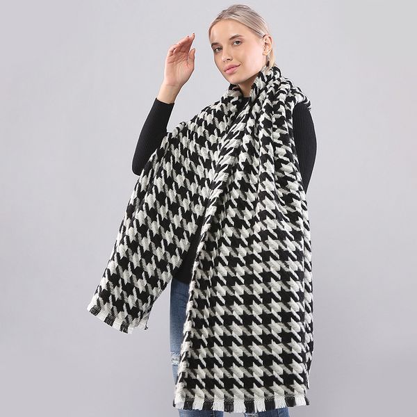 thousand bird women's winter 2021 new lattice imitation cashmere scarf warm tassel shawl thickened bib, Blue;gray
thousand bird women's winter 2021 new lattice imitation cashmere scarf warm tassel shawl thickened bib, Blue;gray