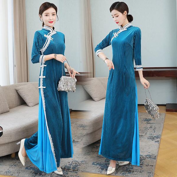 casual dresses chinese style retro ladies silk velvet long-sleeved collar slim long modified cheongsam 2021 autumn female dress, Black;gray
casual dresses chinese style retro ladies silk velvet long-sleeved collar slim long modified cheongsam 2021 autumn female dress, Black;gray