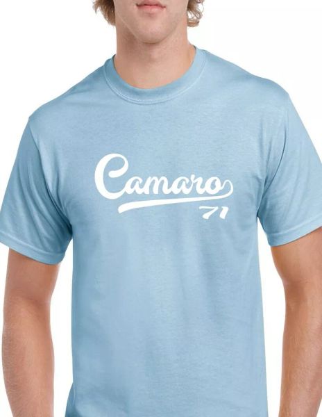 camaro 71 script tail shirt - 1971 classic muscle race car - all size & colors -, White;black
camaro 71 script tail shirt - 1971 classic muscle race car - all size & colors -, White;black