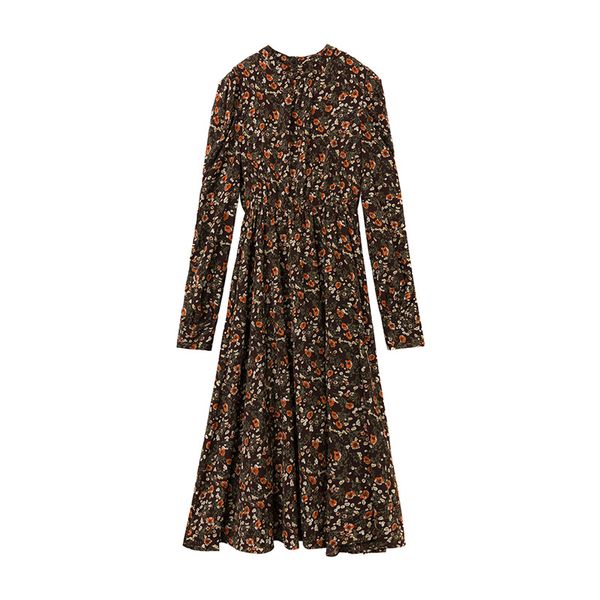 woman elegant black brown o neck floral print chiffon long sleeve knee length dress a-line chic vintage d2106 210514, Black;gray
woman elegant black brown o neck floral print chiffon long sleeve knee length dress a-line chic vintage d2106 210514, Black;gray