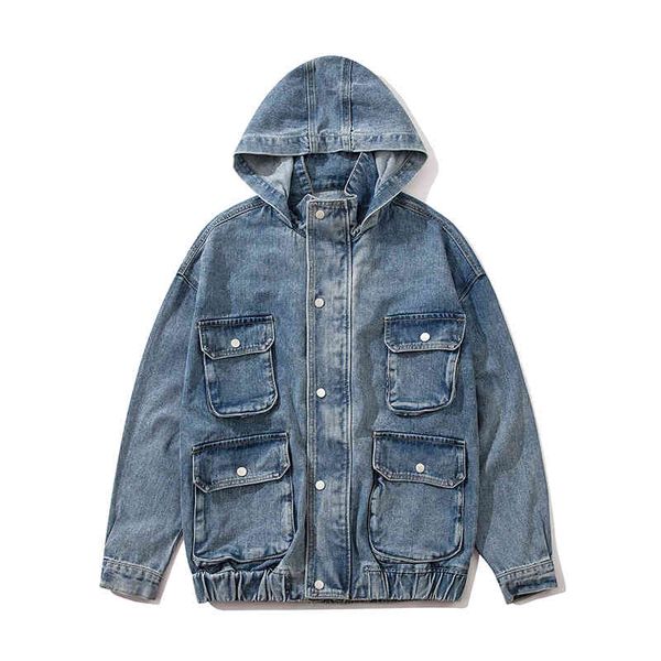 men's jackets harajuku multi-pocket hooded denim jacket washed retro loose casual jeans couple oversize high street bomber coats, Black;brown
men's jackets harajuku multi-pocket hooded denim jacket washed retro loose casual jeans couple oversize high street bomber coats, Black;brown