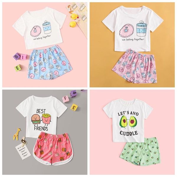 teenager girls set summer children short sleeve + shorts pants 2 pcs cotton casual girl fashion print cute home clothing sets, White
teenager girls set summer children short sleeve + shorts pants 2 pcs cotton casual girl fashion print cute home clothing sets, White