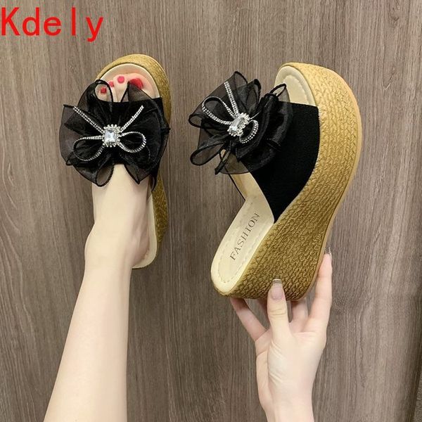 slippers platform wedge sandals women bow height increase slides shoes summer open toe zapatillas mujer ib8u, Black
slippers platform wedge sandals women bow height increase slides shoes summer open toe zapatillas mujer ib8u, Black
