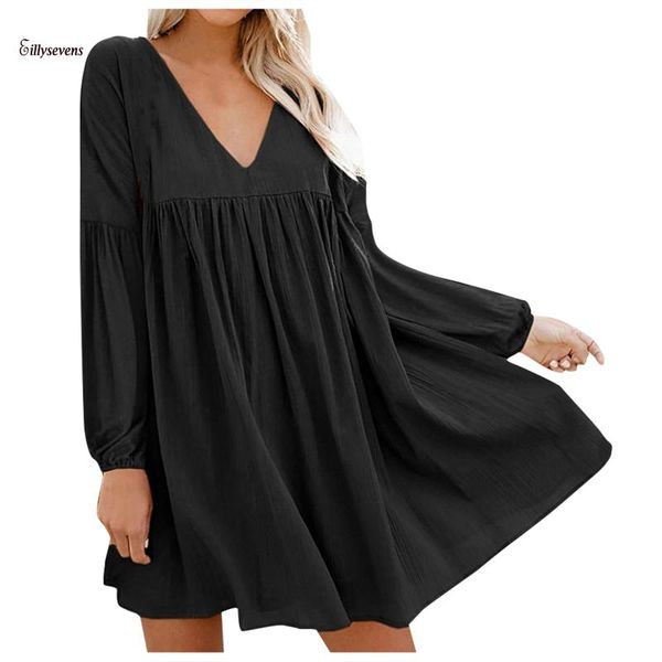 casual dresses plus size women fashion woman dress long sleeve solid v neck narrow cuffs loose mini vestido de mujer, Black;gray
casual dresses plus size women fashion woman dress long sleeve solid v neck narrow cuffs loose mini vestido de mujer, Black;gray
